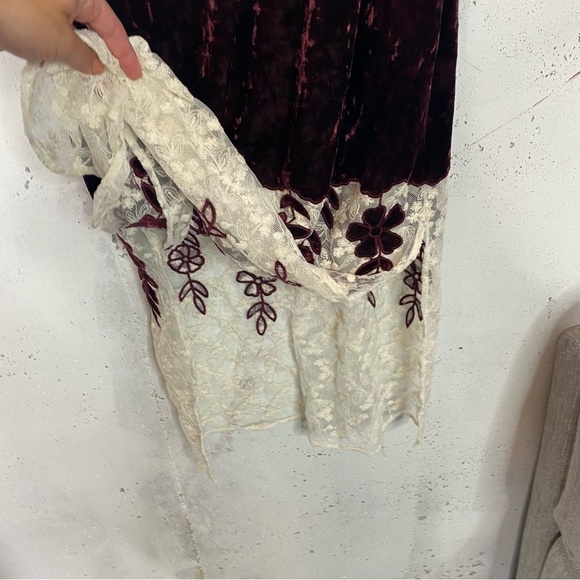 Free People Velvet Floral Lace Velour Maxi Dress Size 8 - Picture 5 of 11